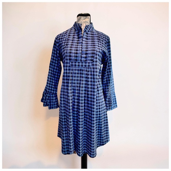 Bell Dresses & Skirts - Bell Buffalo Check Dress | Size 6 | High Neck Prairie Empire | Classic